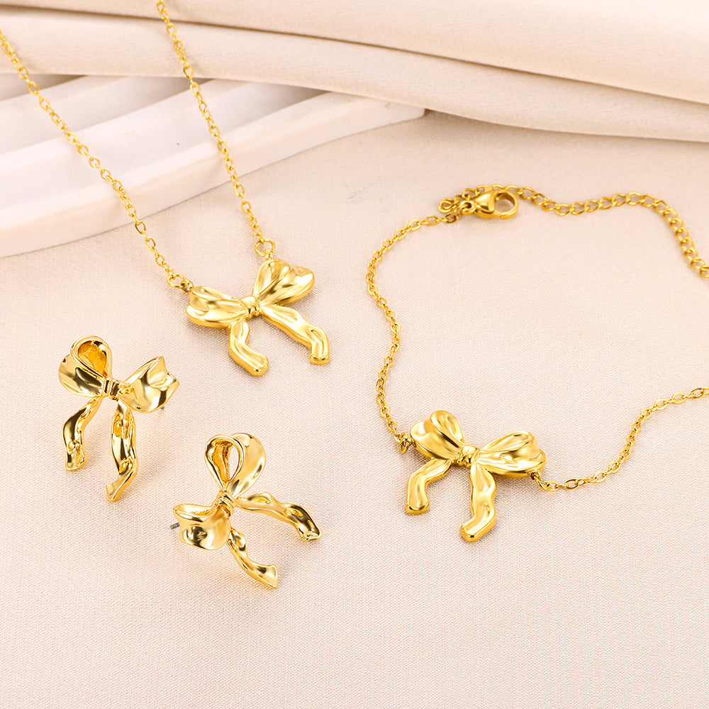 Korean Style 18K Stainless Steel Bow Jewelry