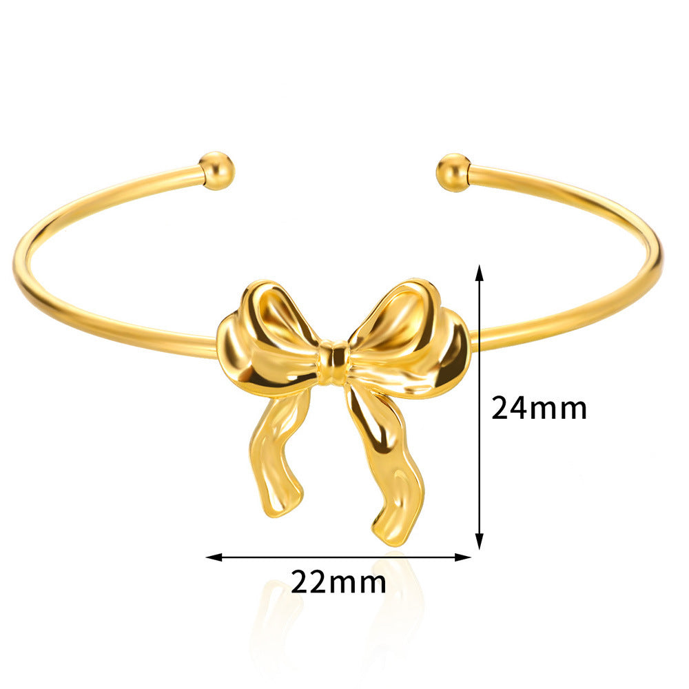 Korean Style 18K Stainless Steel Bow Jewelry